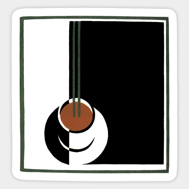 Vintage Art Deco Coffee Cup Sticker by MasterpieceCafe